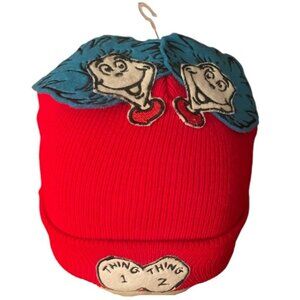 Kids Cat in the Hat Thing 1 Thing 2 Red Woolen Winter Hat